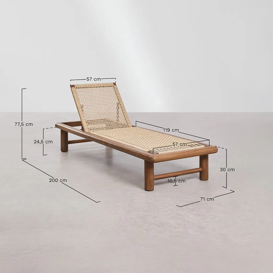 Tumbona reclinable en madera de teca Salina 12
