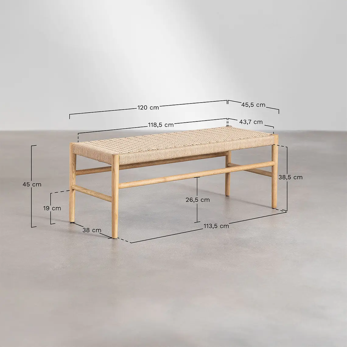 Banca de comedor Ilais en madera de roble 9