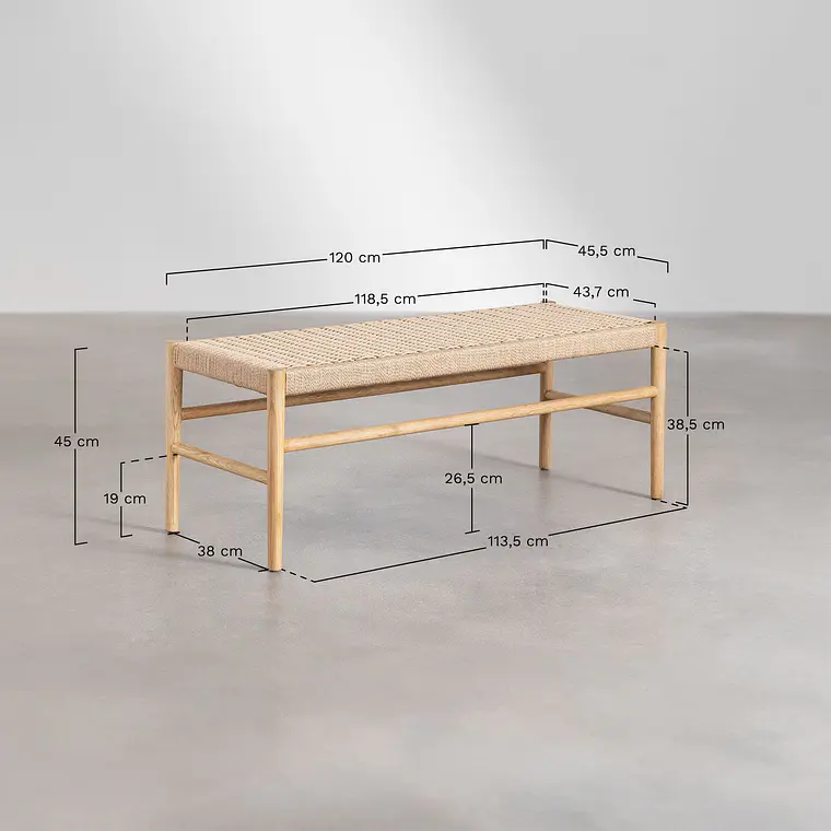 Banca de comedor Ilais en madera de roble 9