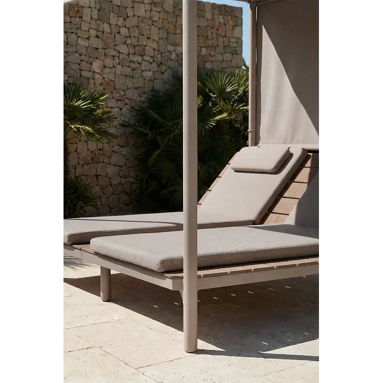 Cama balinesa reclinable en madera de acacia y acero Erenova 2
