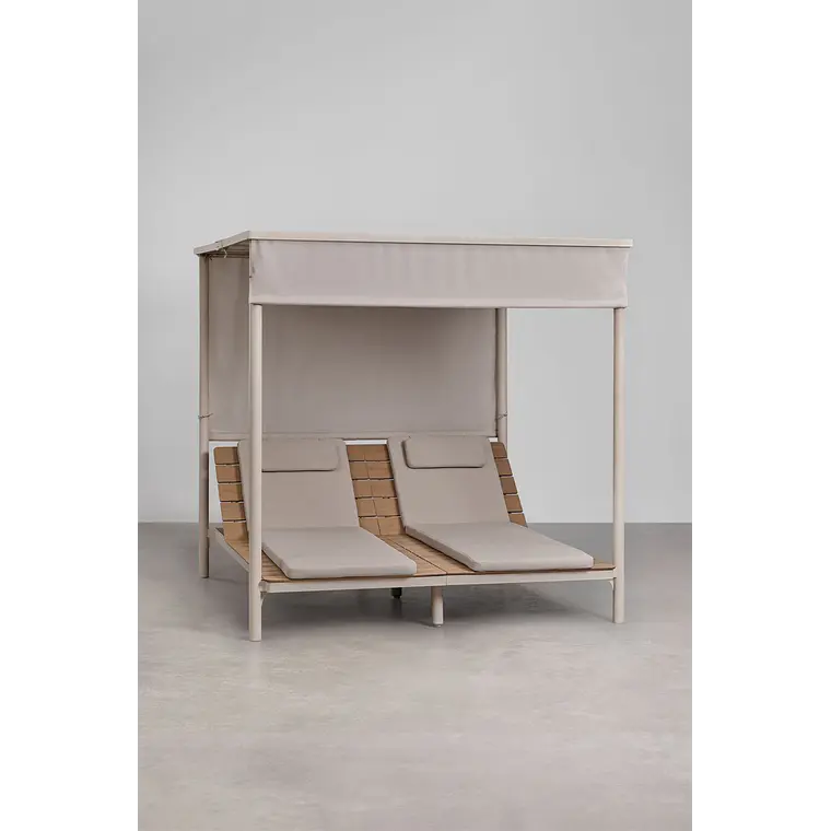 Cama balinesa reclinable en madera de acacia y acero Erenova 3