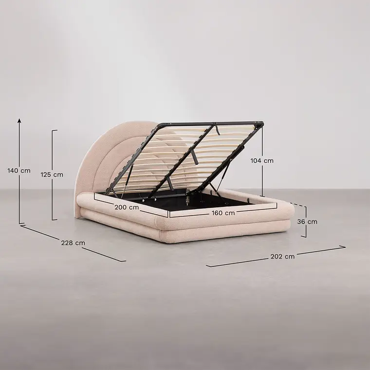 Cama Soria con canapé abatible en bouclé 11