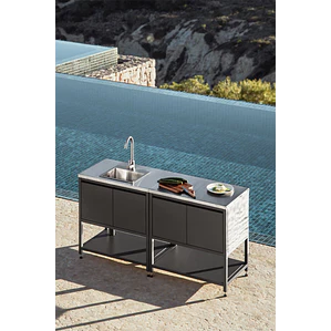 Cocina modular de exterior de 2 piezas con fregadero y almacenaje en acero Ravina
