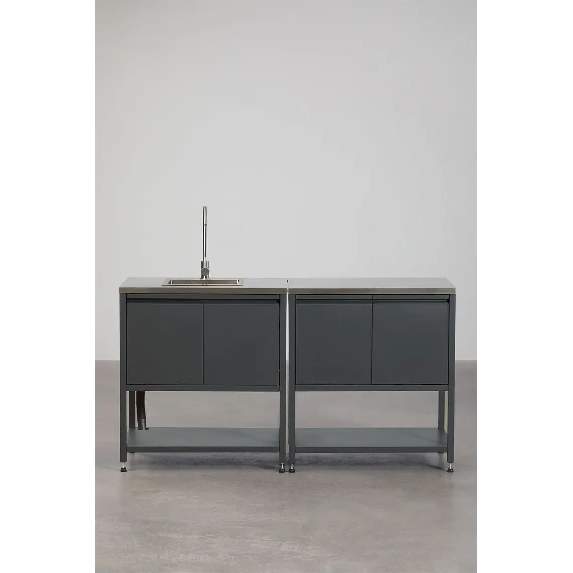 Cocina modular de exterior de 2 piezas con fregadero y almacenaje en acero Ravina 4