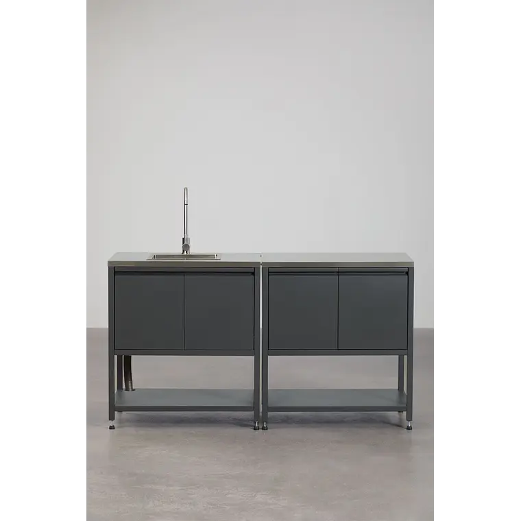 Cocina modular de exterior de 2 piezas con fregadero y almacenaje en acero Ravina 4