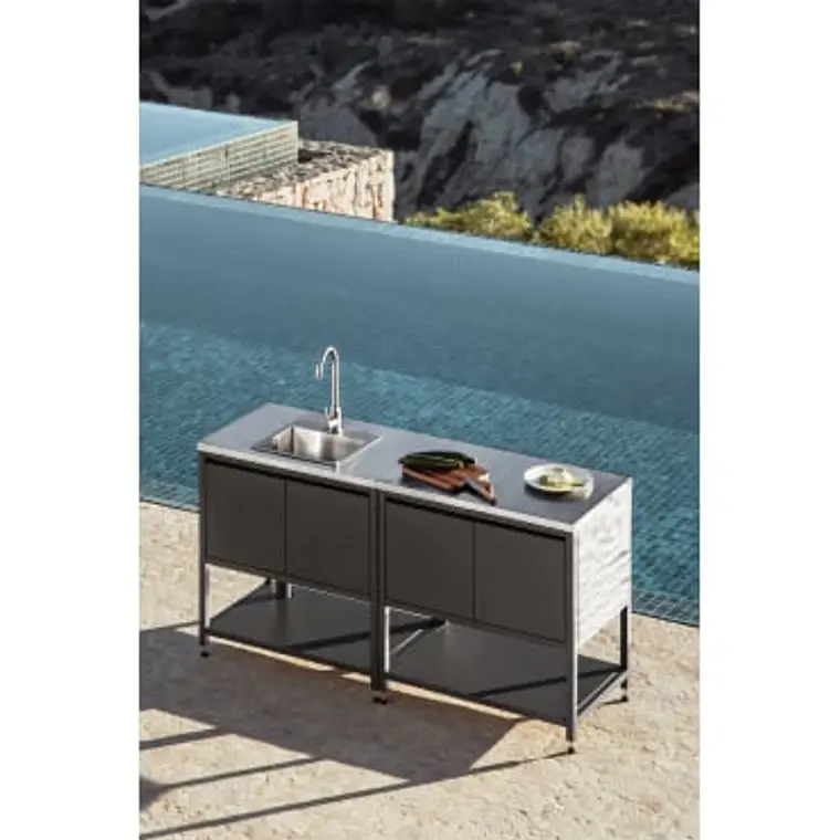 Cocina modular de exterior de 2 piezas con fregadero y almacenaje en acero Ravina 12