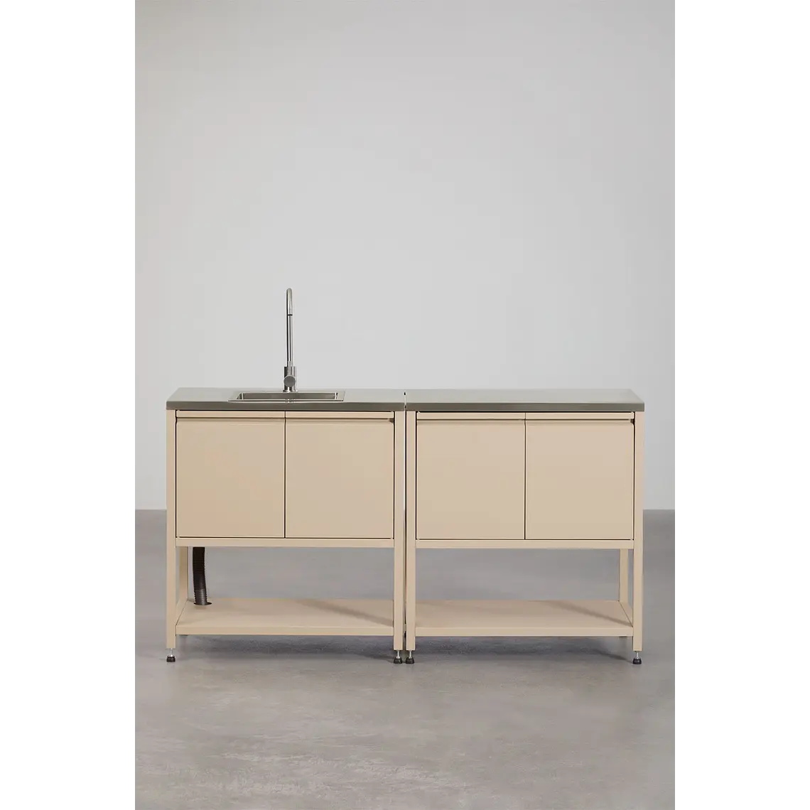 Cocina modular de exterior de 2 piezas con fregadero y almacenaje en acero Ravina 14