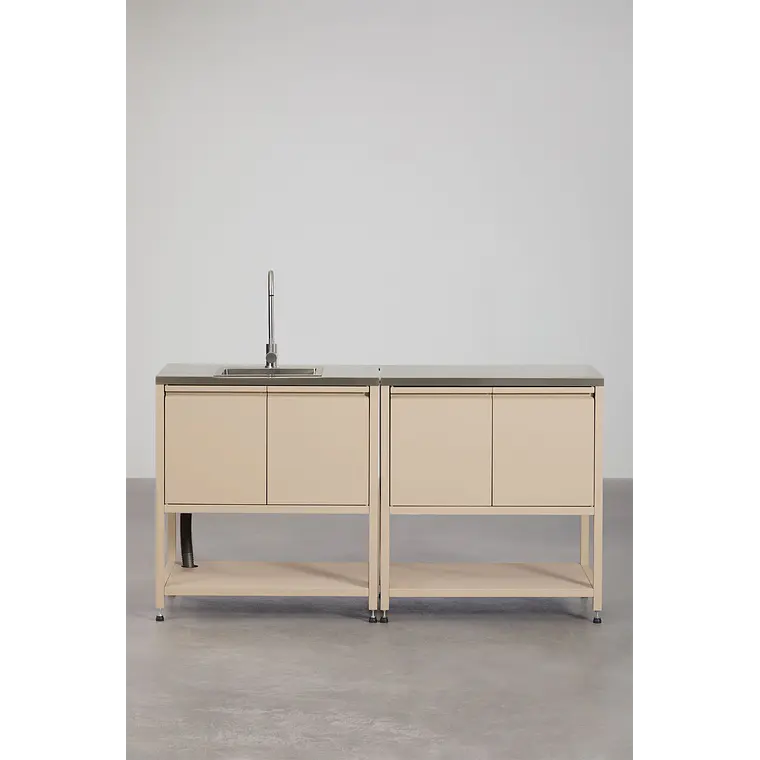 Cocina modular de exterior de 2 piezas con fregadero y almacenaje en acero Ravina 14