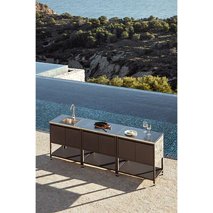 Cocina modular de exterior de 3 piezas con fregadero y almacenaje en acero Renira