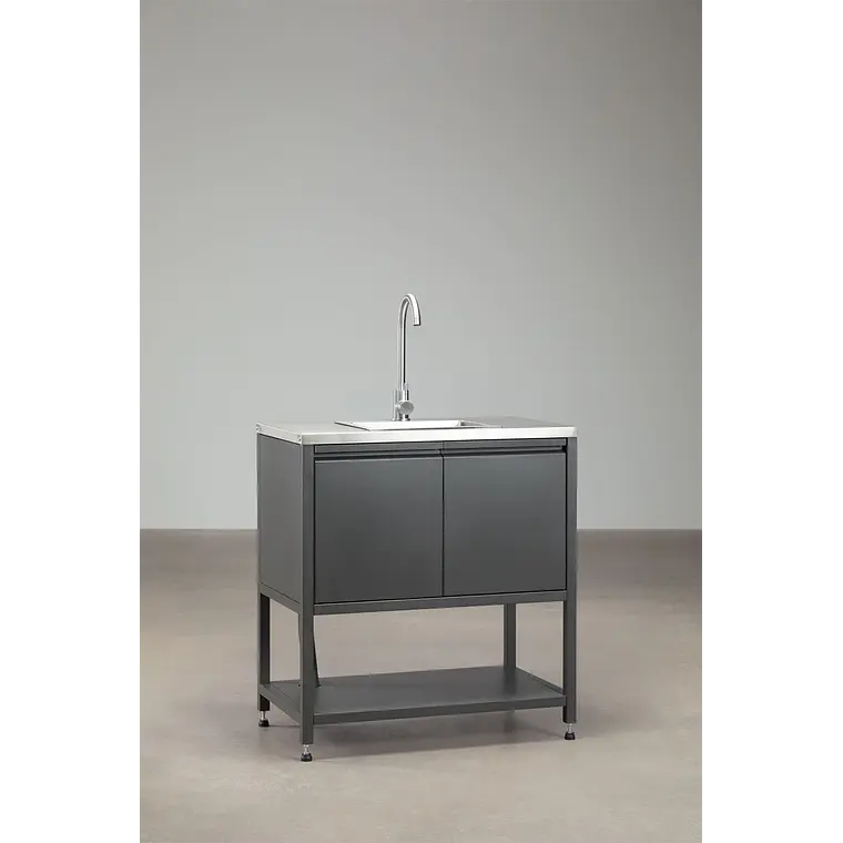 Cocina modular de exterior de 3 piezas con fregadero y almacenaje en acero Renira 6