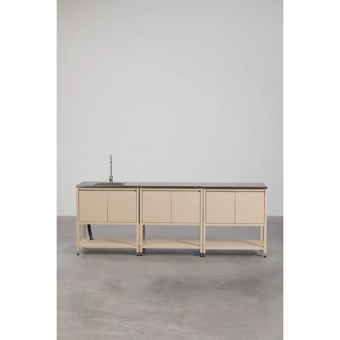 Cocina modular de exterior de 3 piezas con fregadero y almacenaje en acero Renira 14