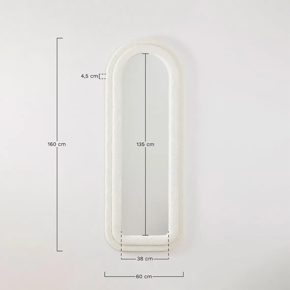 Espejo de dormitorio Mavia 60x160 cm en borreguito 8