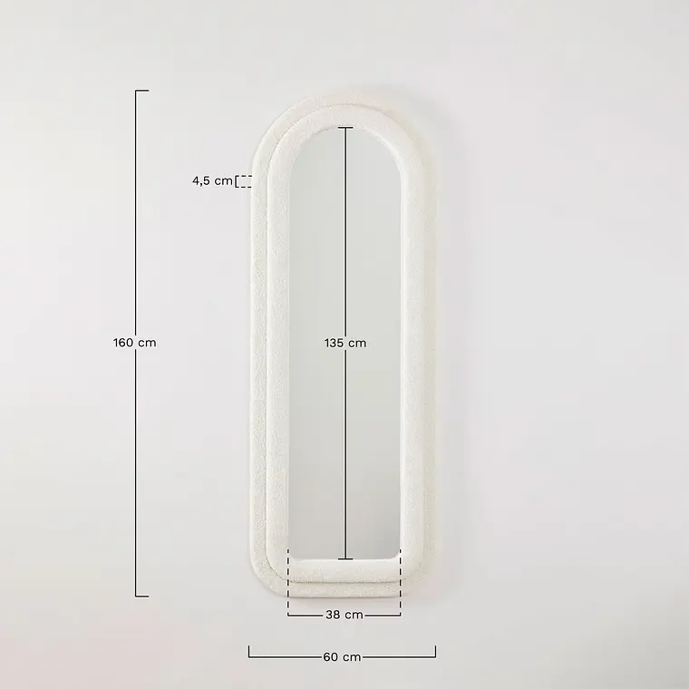Espejo de dormitorio Mavia 60x160 cm en borreguito 8
