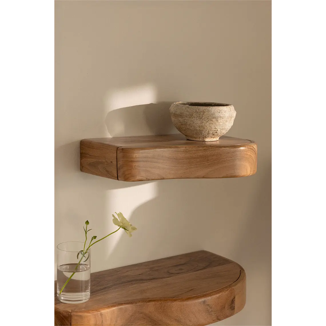 Estante de pared con almacenaje en madera de acacia 1