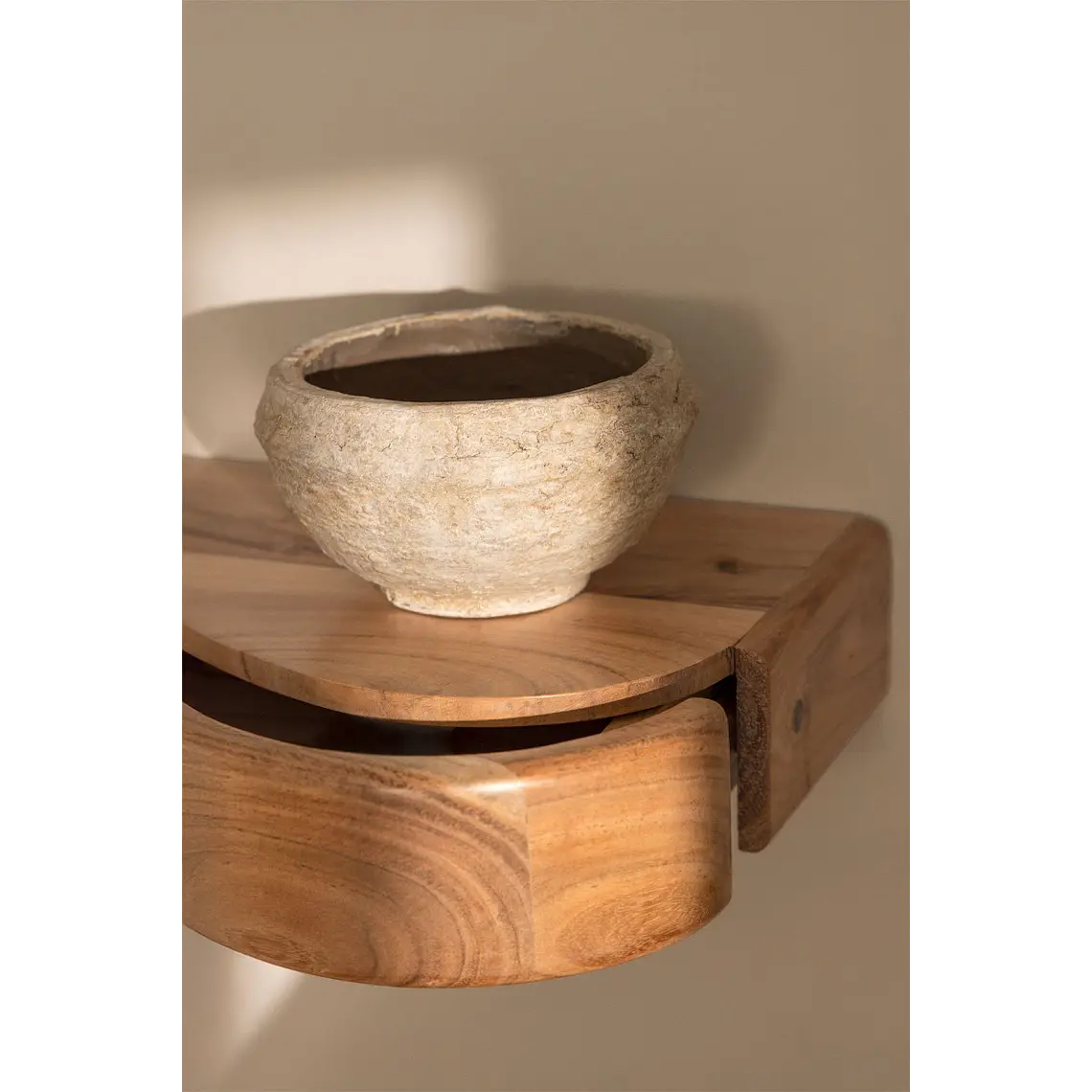 Estante de pared con almacenaje en madera de acacia 2