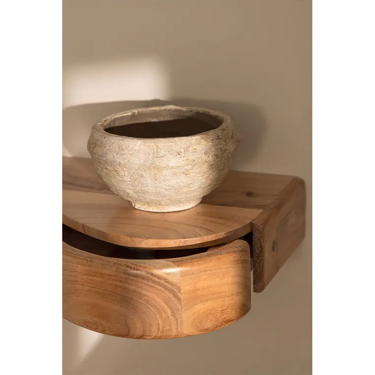 Estante de pared con almacenaje en madera de acacia 2