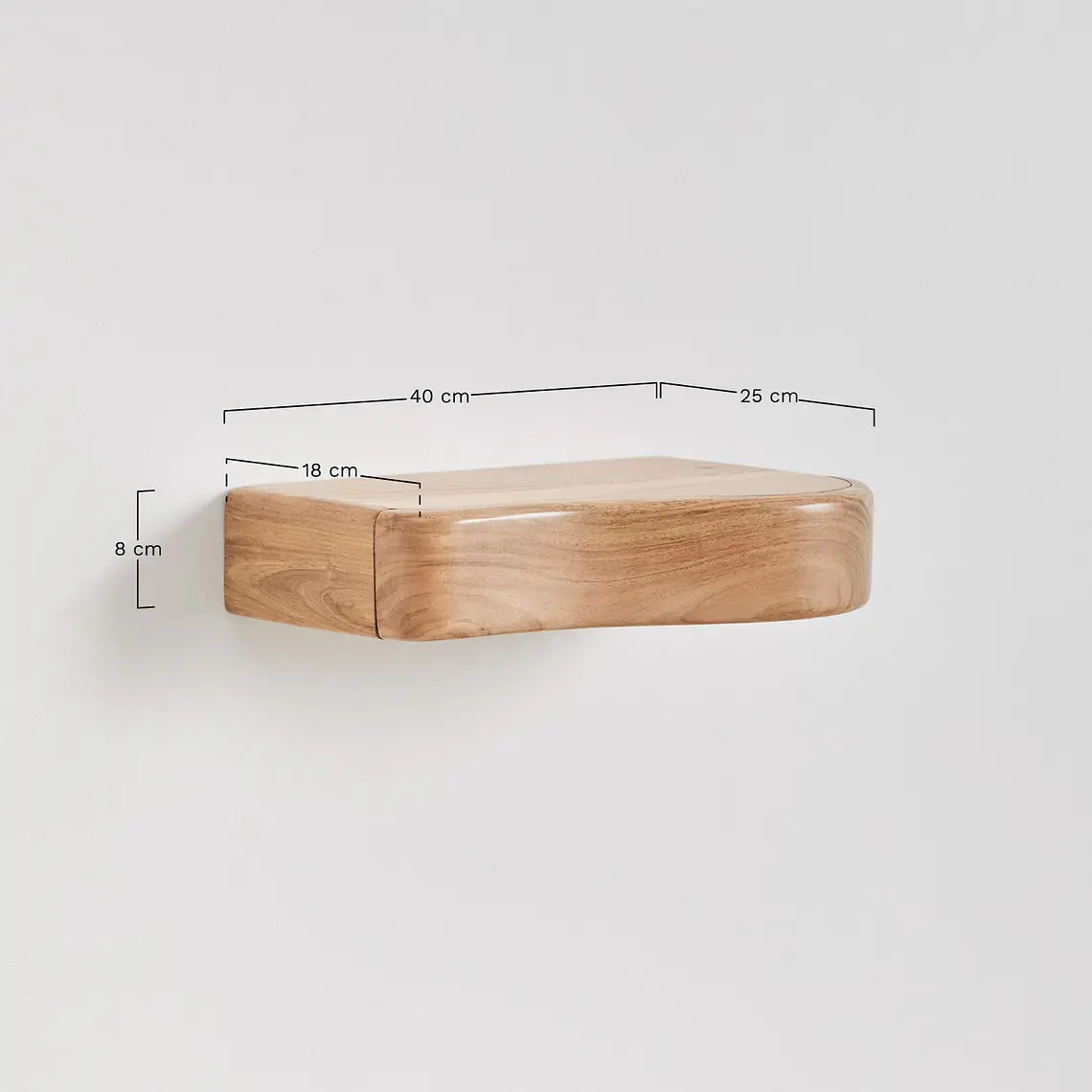 Estante de pared con almacenaje en madera de acacia 9