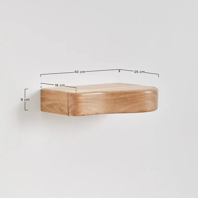 Estante de pared con almacenaje en madera de acacia 9