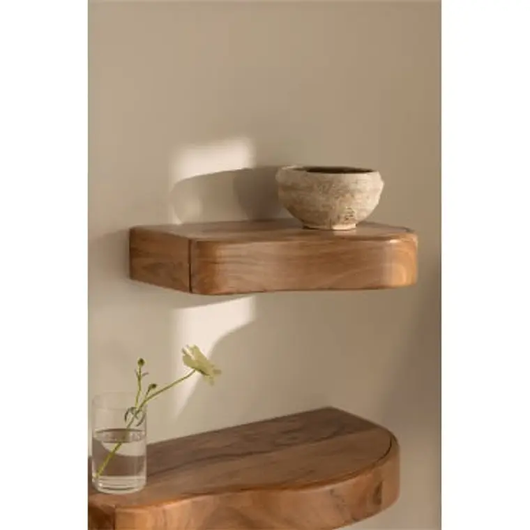 Estante de pared con almacenaje en madera de acacia 10