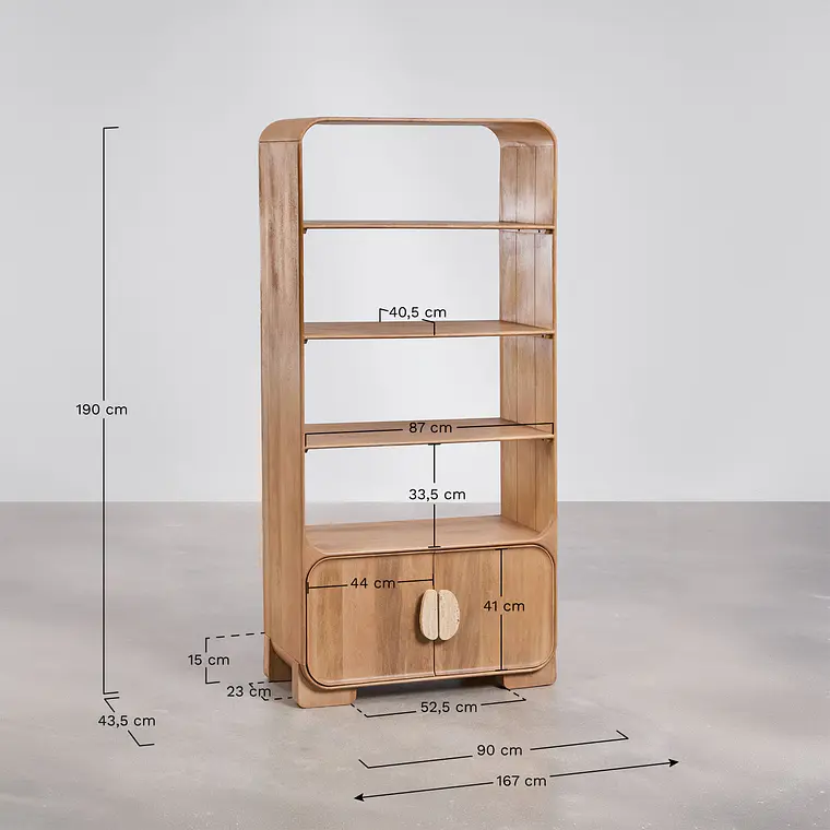 Estantería 190 cm en madera de mango y piedra natural 9