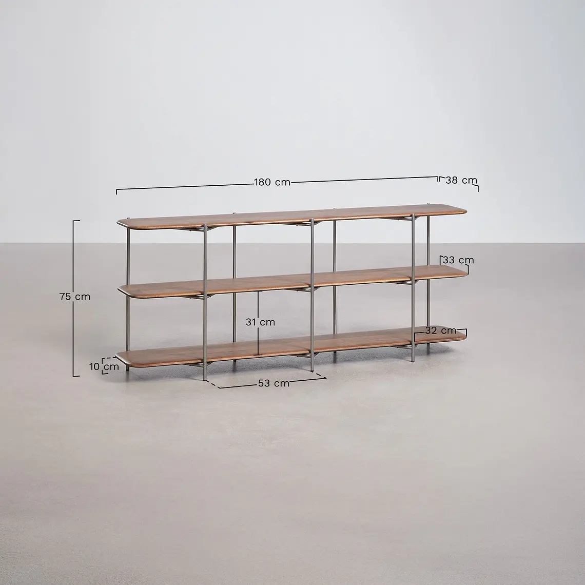 Estantería en madera de mango y acero inoxidable 9
