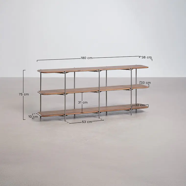 Estantería en madera de mango y acero inoxidable 9