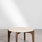Mesa de centro para jardín redonda en cemento y madera de acacia Lenia - Miniatura 2