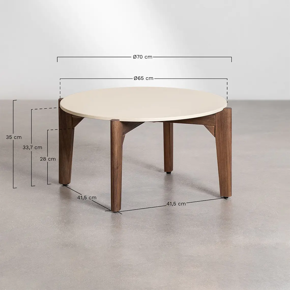 Mesa de centro para jardín redonda en cemento y madera de acacia Lenia 6