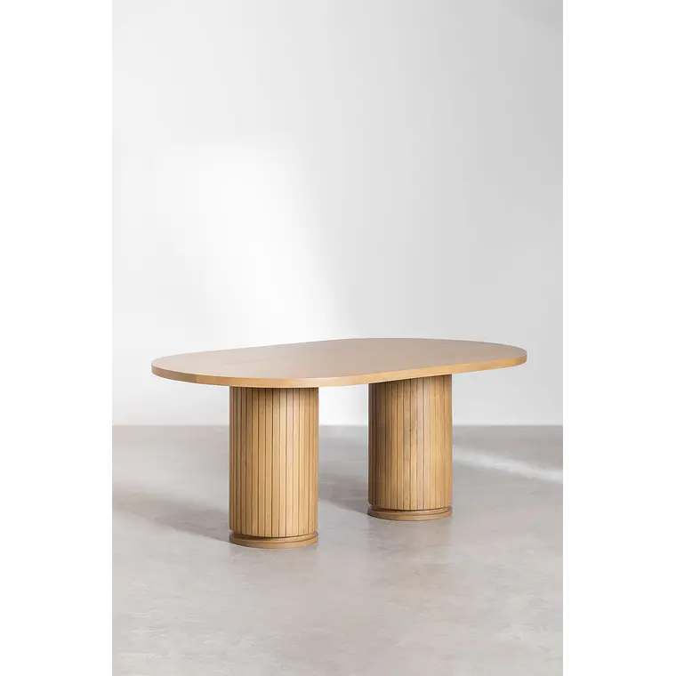 Mesa de comedor ovalada en madera de mango 3