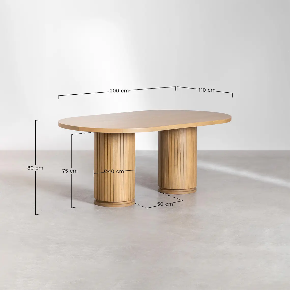 Mesa de comedor ovalada en madera de mango 8