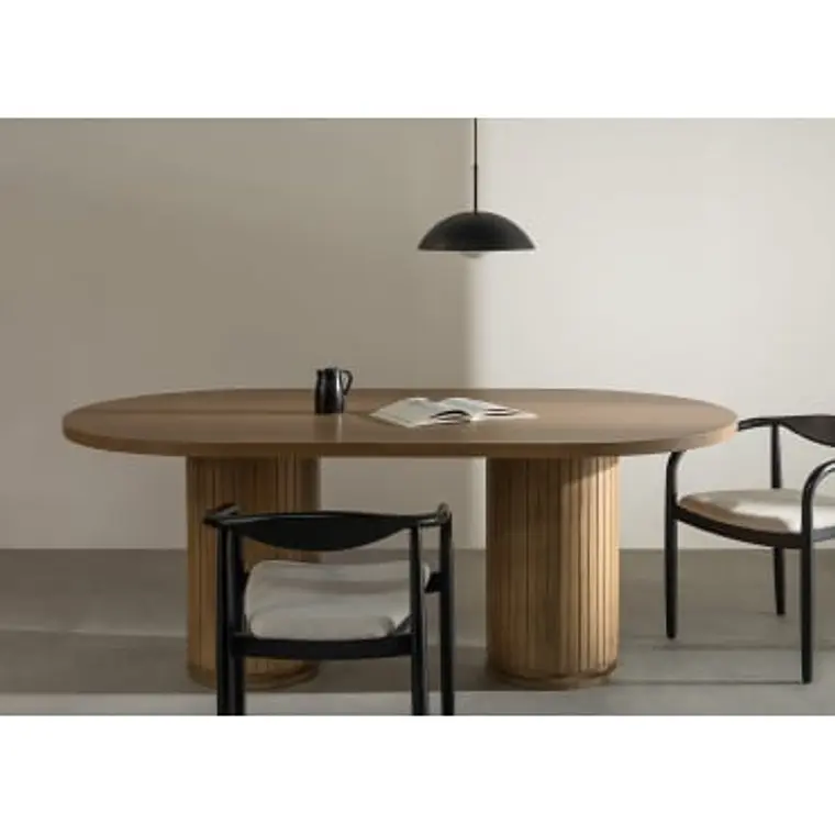 Mesa de comedor ovalada en madera de mango 9