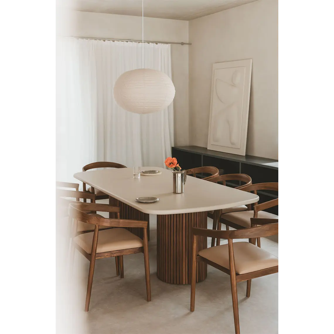 Mesa de comedor rectangular en cemento y madera de acacia 2