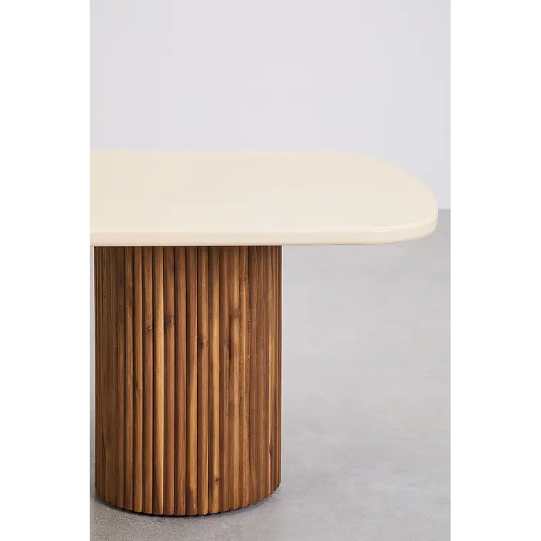 Mesa de comedor rectangular en cemento y madera de acacia 6