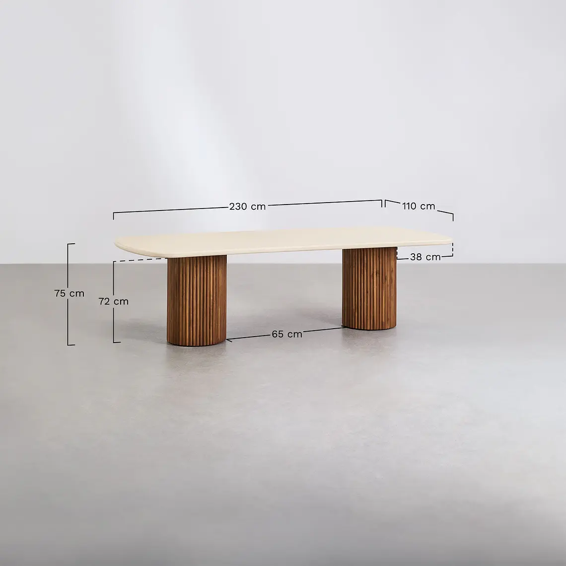 Mesa de comedor rectangular en cemento y madera de acacia 9