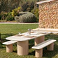 Mesa de jardín rectangular en cemento y madera de acacia Cavina - Miniatura 1
