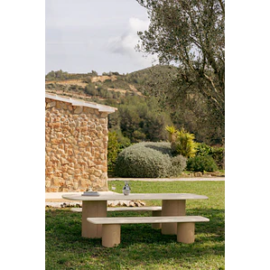 Mesa de jardín rectangular en cemento y madera de acacia Cavina