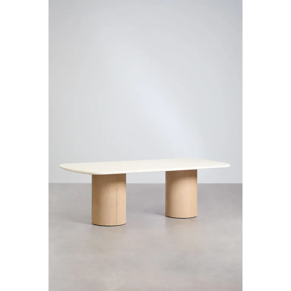 Mesa de jardín rectangular en cemento y madera de acacia Cavina 4