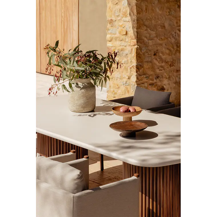 Mesa de jardín rectangular en cemento y madera de acacia Norena 3