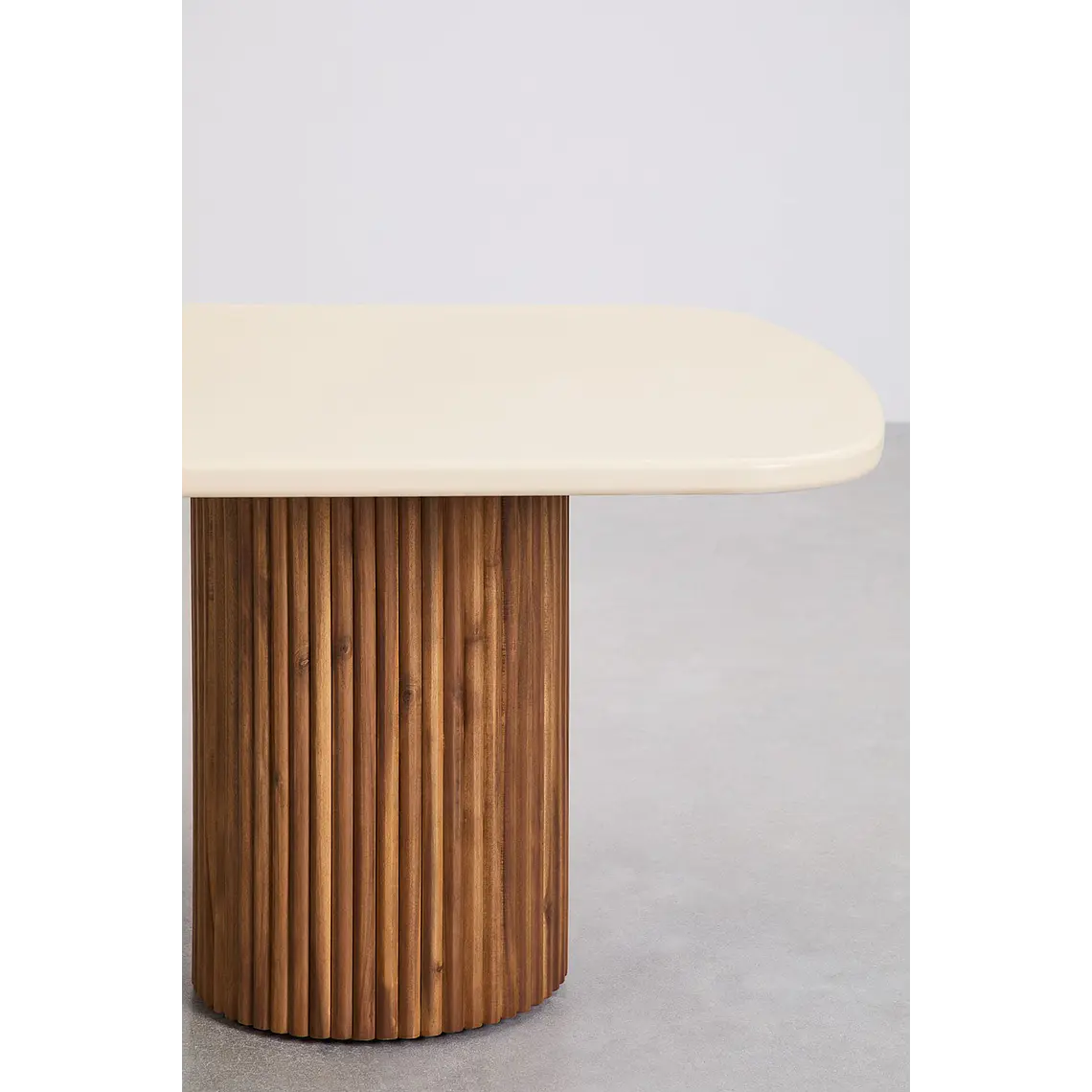 Mesa de jardín rectangular en cemento y madera de acacia Norena 6