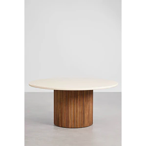 Mesa de jardín redonda en cemento y madera de acacia Cerina