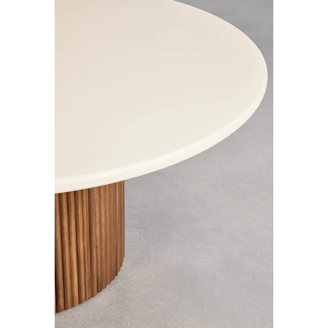 Mesa de jardín redonda en cemento y madera de acacia Cerina 3