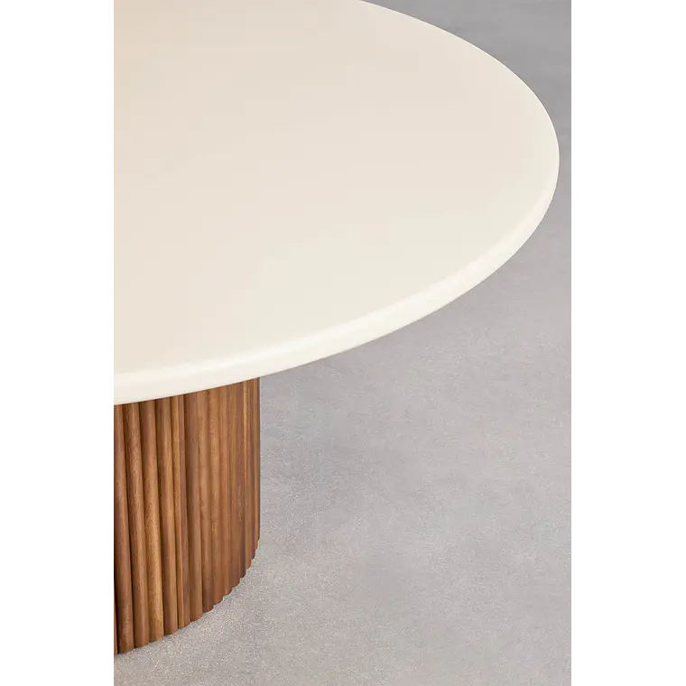 Mesa de jardín redonda en cemento y madera de acacia Cerina 3