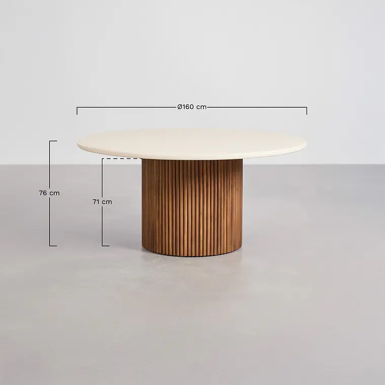 Mesa de jardín redonda en cemento y madera de acacia Cerina 7