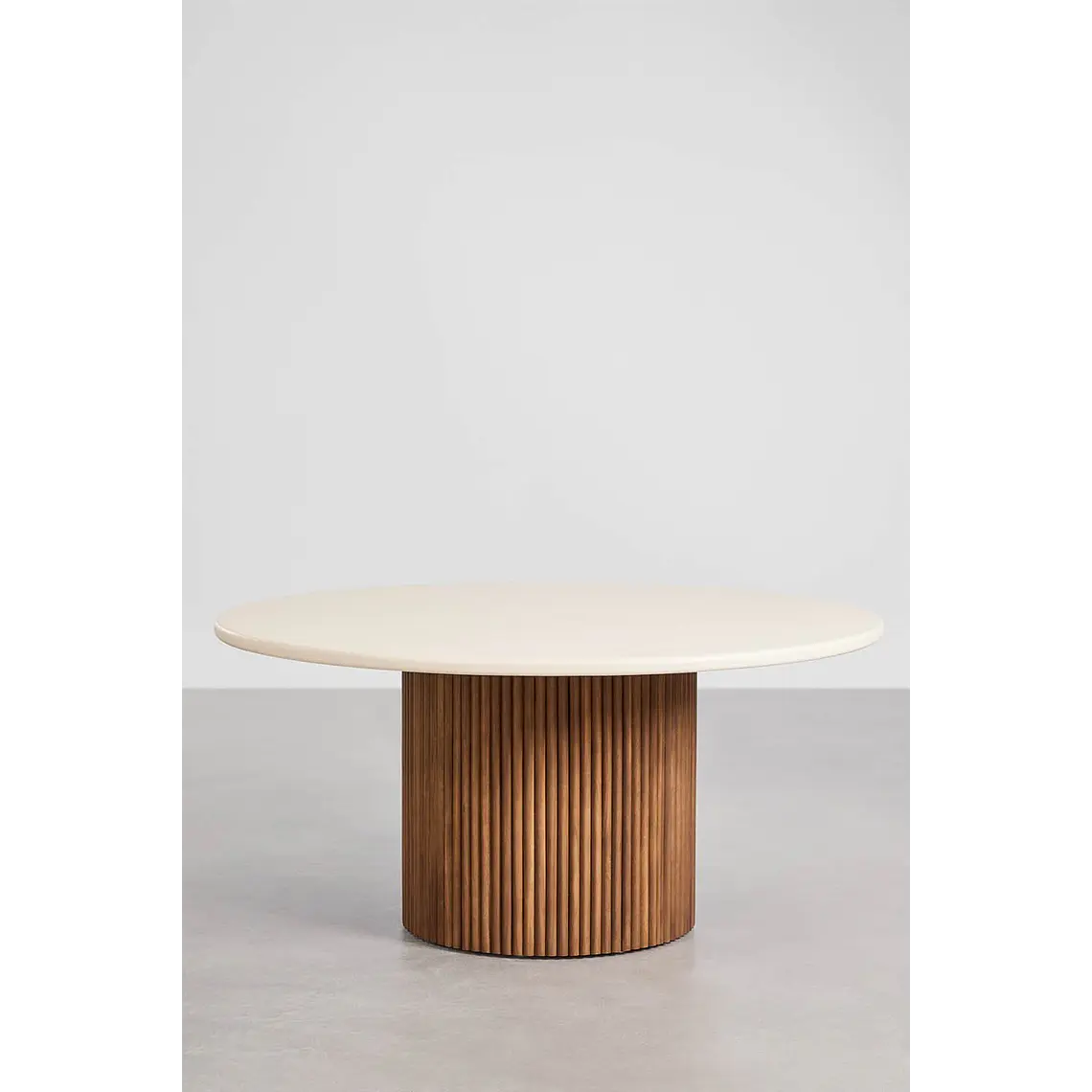 Mesa de jardín redonda en cemento y madera de acacia Cerina 10