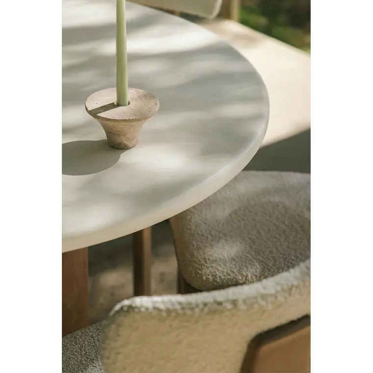 Mesa de jardín redonda en cemento y madera de acacia Corina 3