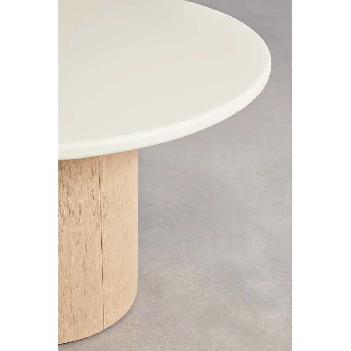 Mesa de jardín redonda en cemento y madera de acacia Corina 5