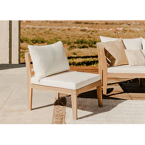 Módulo central para sofá modular de jardín en madera de acacia Cava