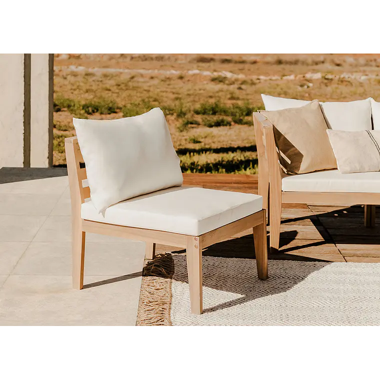Módulo central para sofá modular de jardín en madera de acacia Cava 13