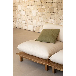 Módulo central reclinable para sofá modular de jardín en madera de acacia Elana