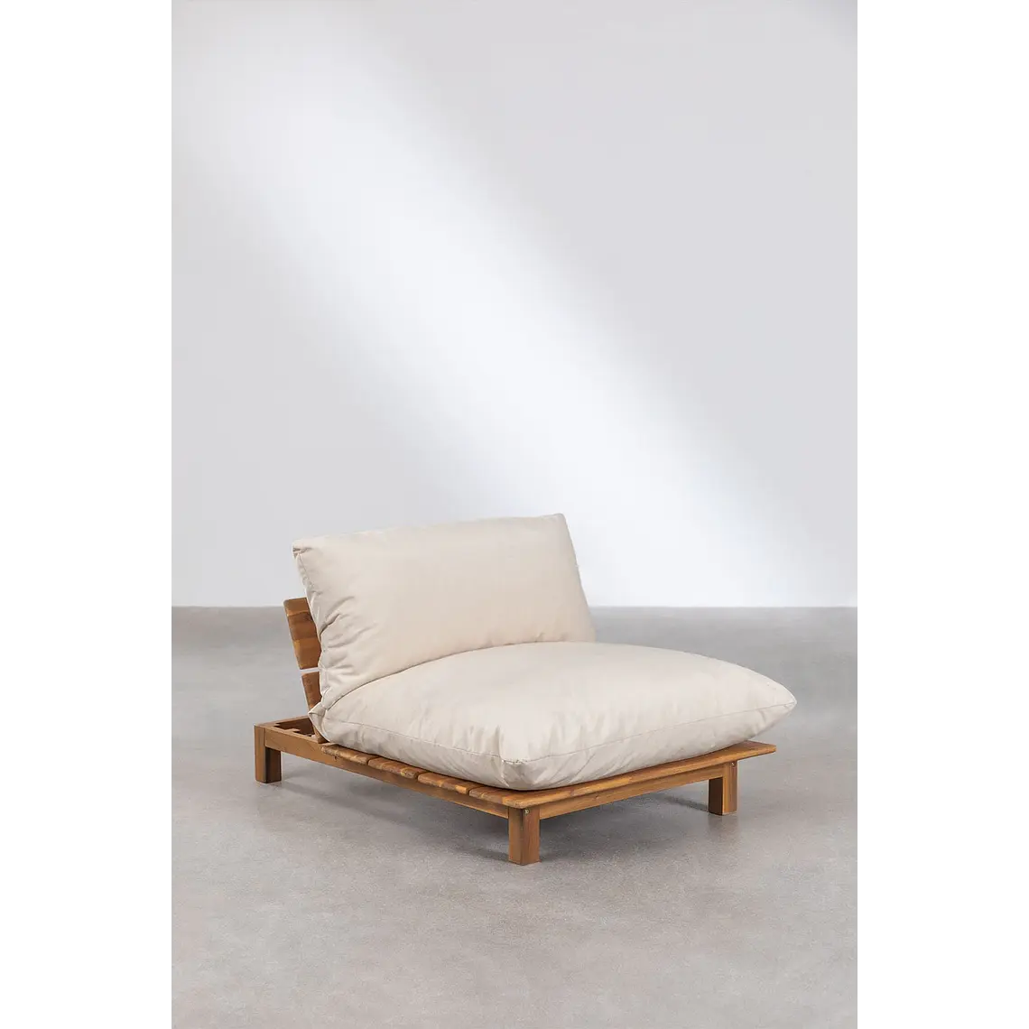 Módulo central reclinable para sofá modular de jardín en madera de acacia Elana 3